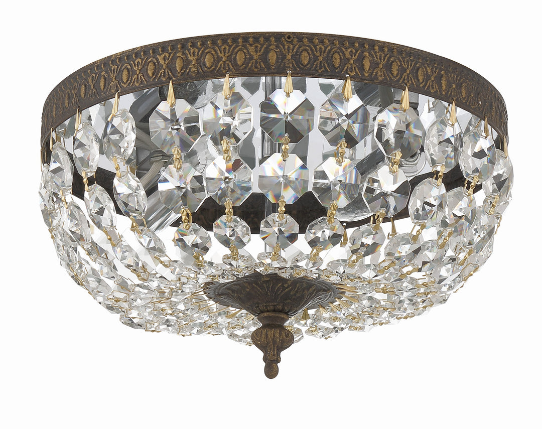 Crystorama Crystorama 2 Light Hand Cut Crystal English Bronze Flush Mount