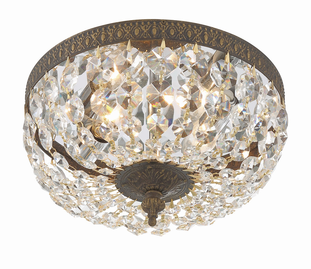 Crystorama Crystorama 2 Light Hand Cut Crystal English Bronze Flush Mount