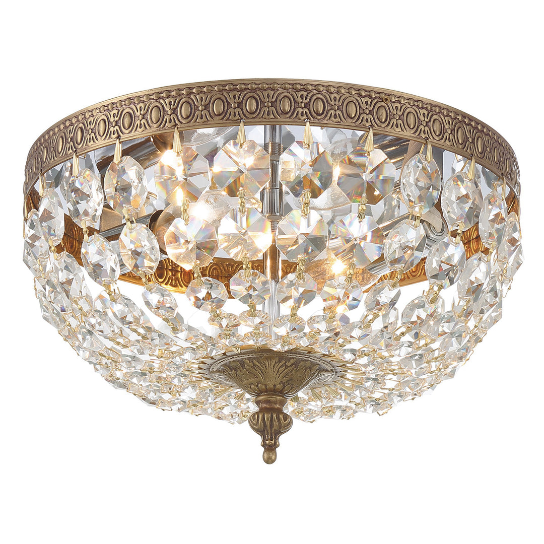 Crystorama 2 Light Hand Cut Crystal English Bronze Flush Mount