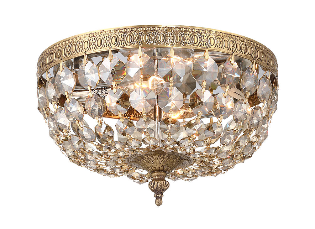 Crystorama 2 Light Hand Cut Crystal English Bronze Flush Mount