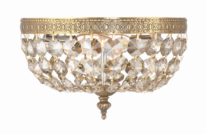 Crystorama Crystorama 2 Light Hand Cut Crystal English Bronze Flush Mount