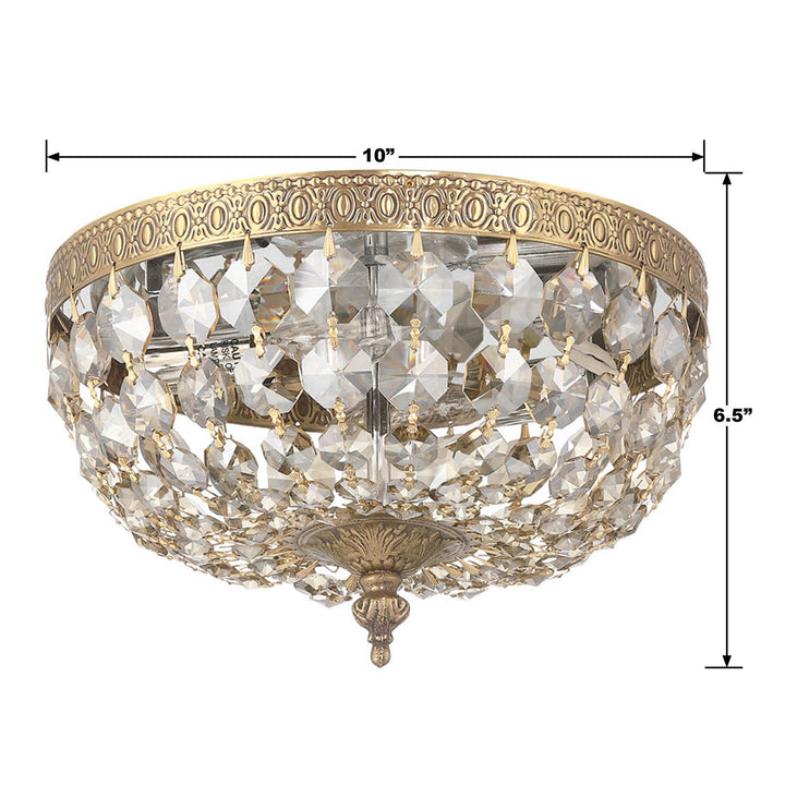 Crystorama Crystorama 2 Light Hand Cut Crystal English Bronze Flush Mount