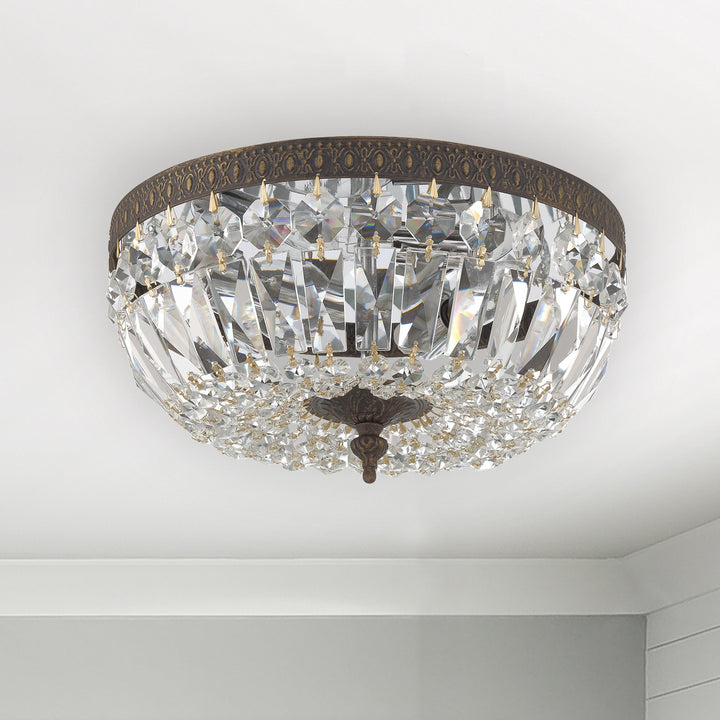 Crystorama Crystorama 3 Light Spectra Crystal English Bronze Flush Mount