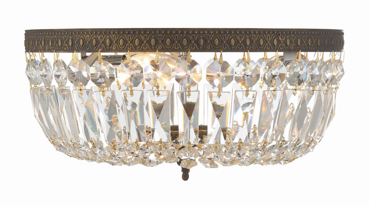 Crystorama Crystorama 3 Light English Bronze Hand Cut Crystal Flush Mount