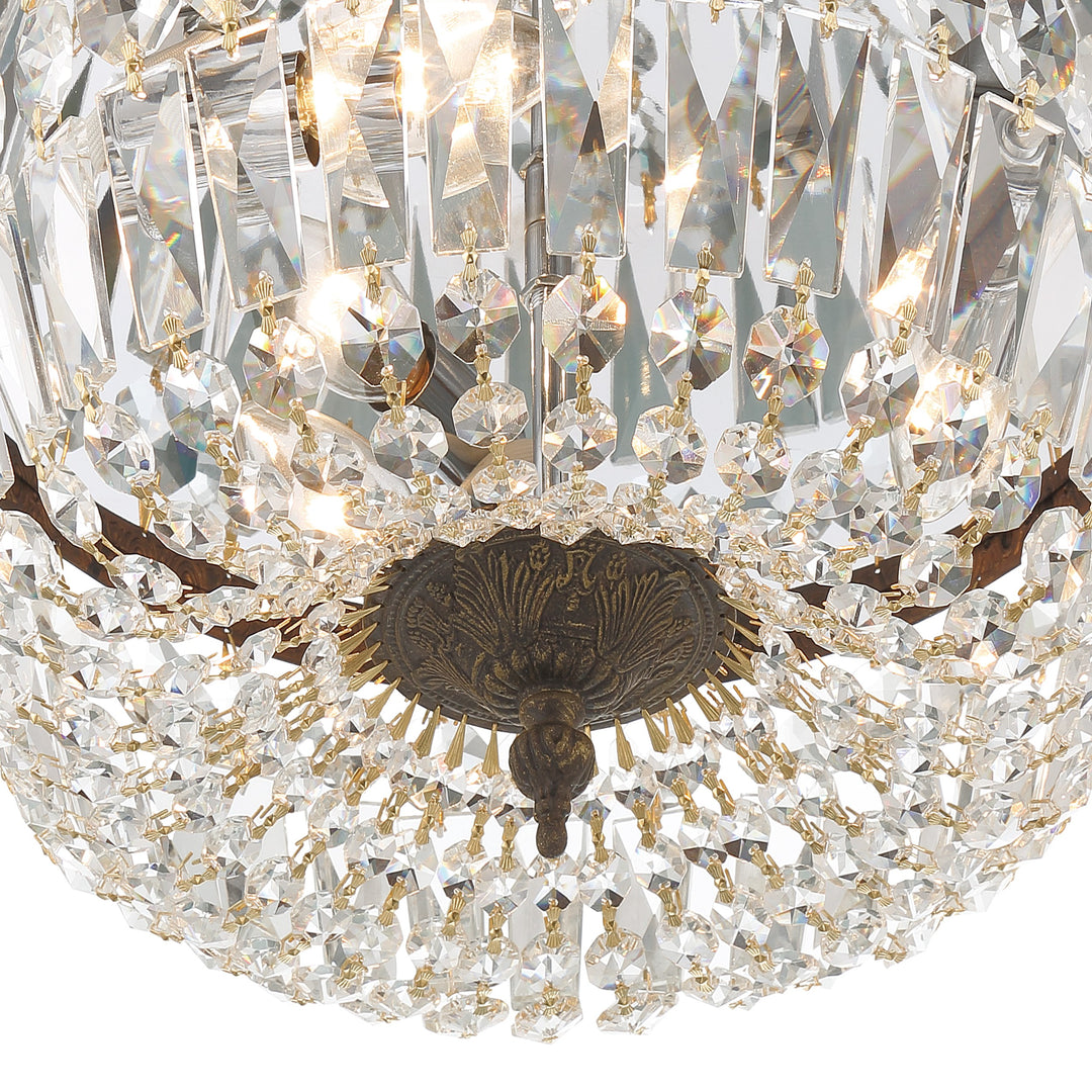 Crystorama Crystorama 3 Light English Bronze Hand Cut Crystal Flush Mount