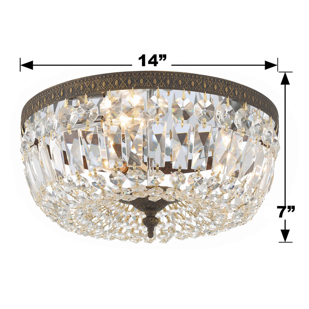 Crystorama Crystorama 3 Light English Bronze Hand Cut Crystal Flush Mount