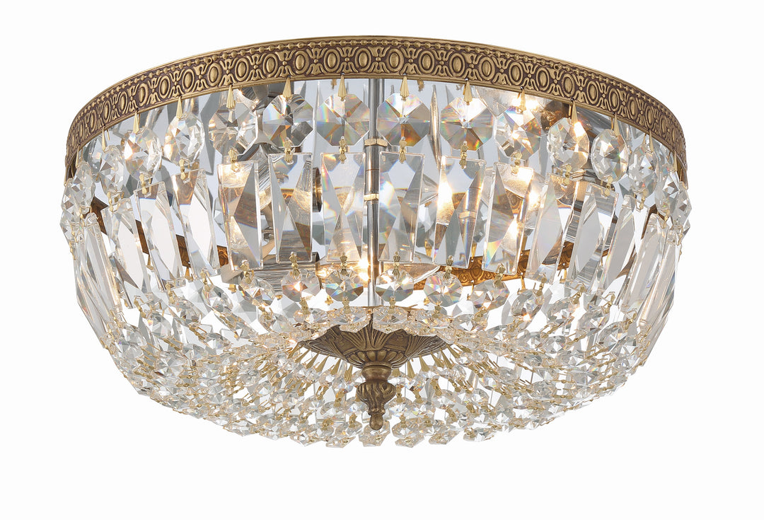 Crystorama 3 Light English Bronze Hand Cut Crystal Flush Mount