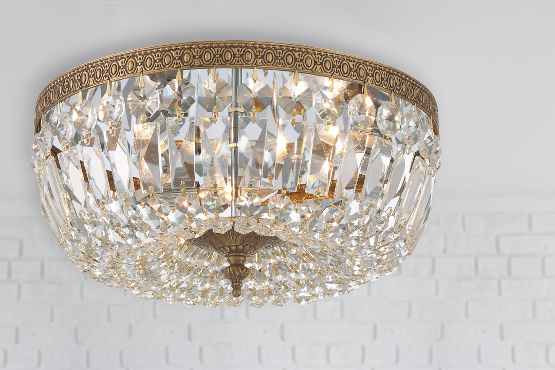 Crystorama Crystorama 3 Light English Bronze Hand Cut Crystal Flush Mount