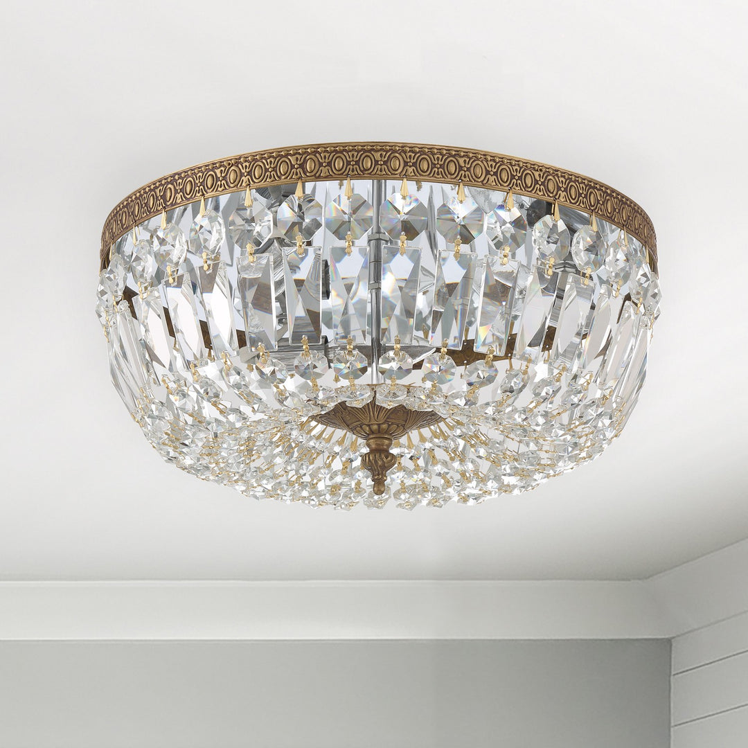 Crystorama Crystorama 3 Light English Bronze Hand Cut Crystal Flush Mount