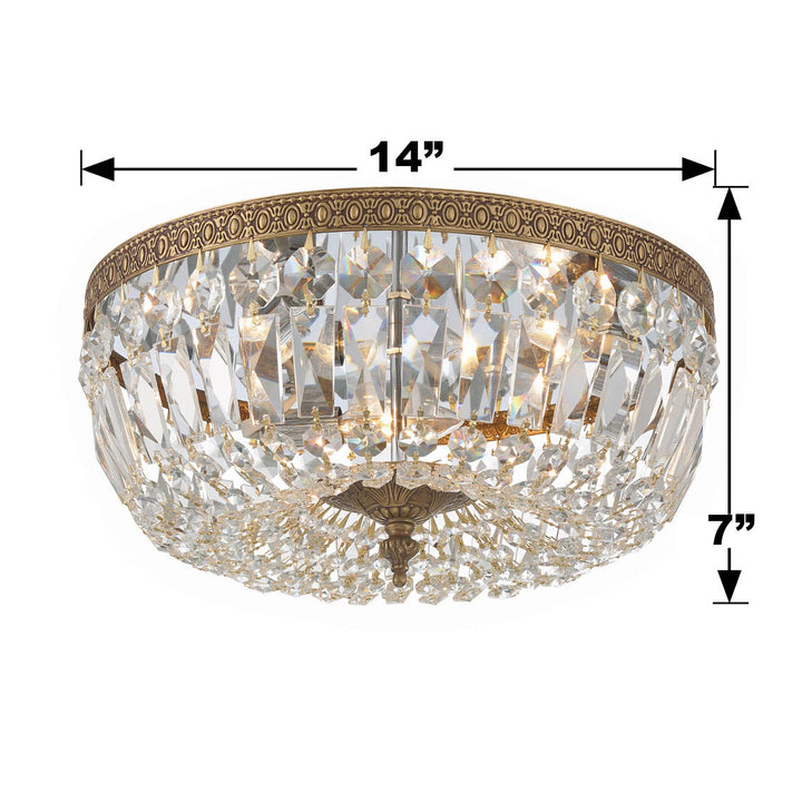 Crystorama Crystorama 3 Light English Bronze Hand Cut Crystal Flush Mount