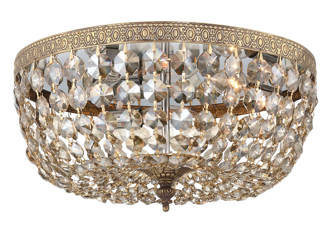 Crystorama 3 Light English Bronze Hand Cut Crystal Flush Mount