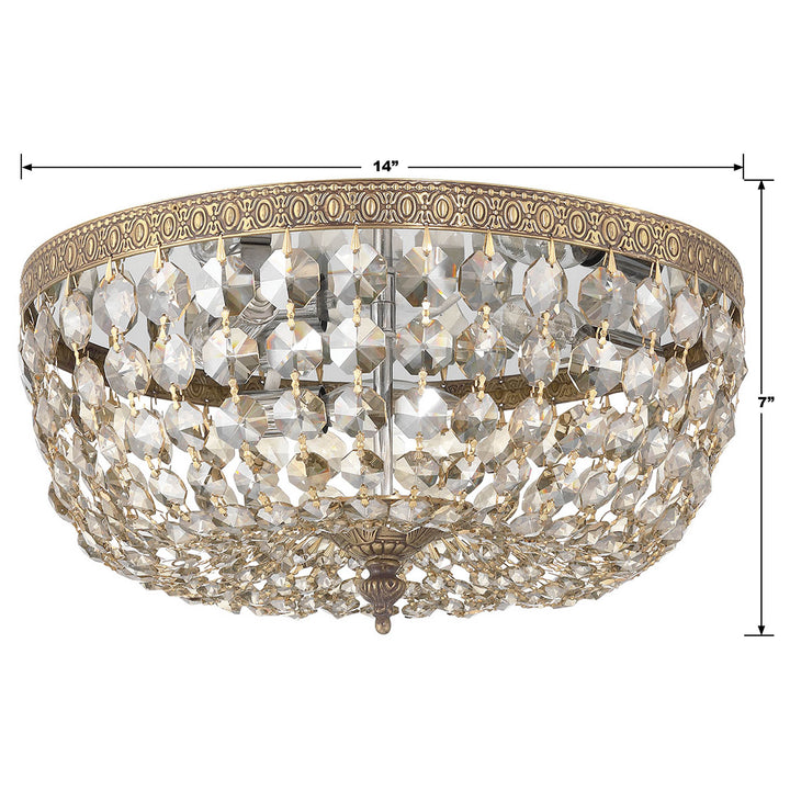 Crystorama Crystorama 3 Light English Bronze Hand Cut Crystal Flush Mount