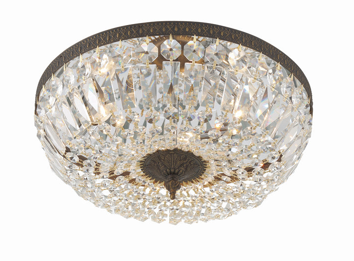 Crystorama Crystorama 3 Light Clear Hand Cut English Bronze Flush Mount