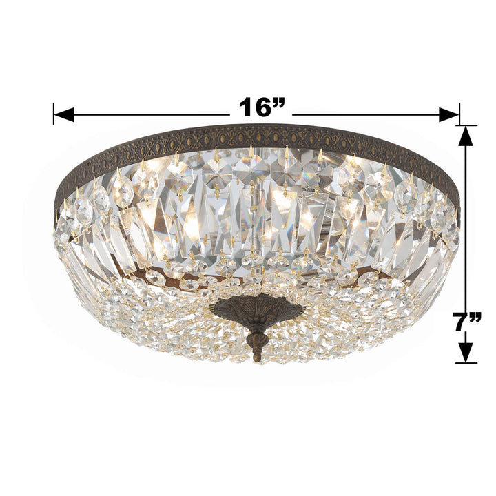 Crystorama Crystorama 3 Light Clear Hand Cut English Bronze Flush Mount