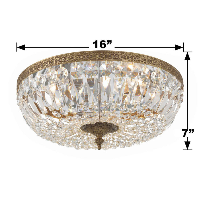 Crystorama Crystorama 3 Light Clear Hand Cut English Bronze Flush Mount