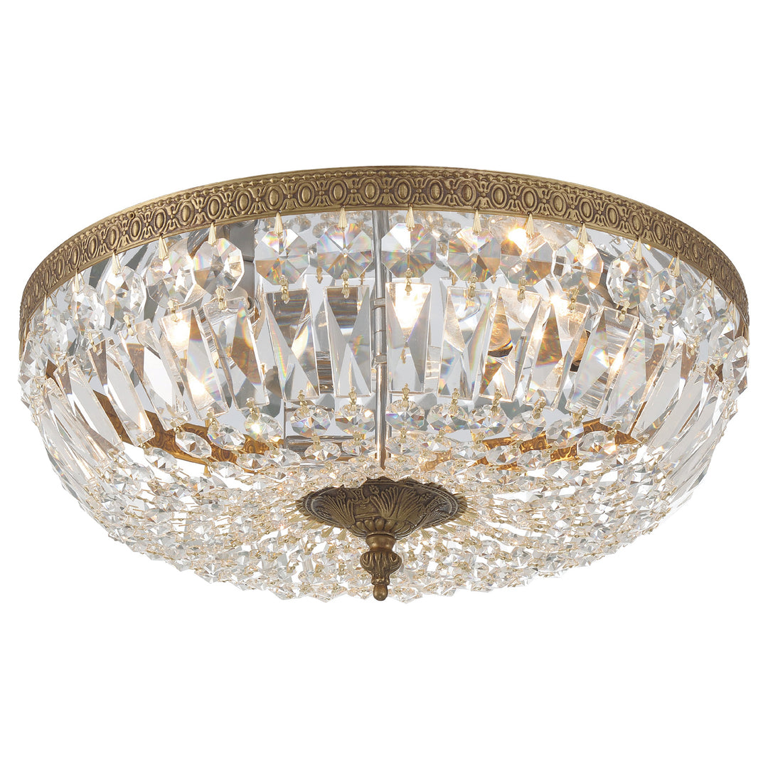 Crystorama 3 Light Clear Hand Cut English Bronze Flush Mount