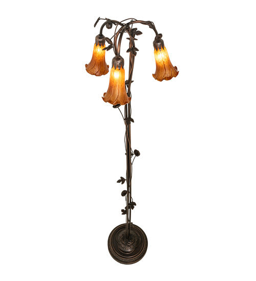 58" High Amber Tiffany Pond Lily 3 Light Floor Lamp