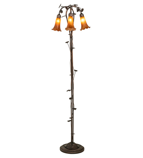 58" High Amber Tiffany Pond Lily 3 Light Floor Lamp