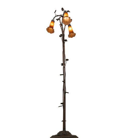 58" High Amber Tiffany Pond Lily 3 Light Floor Lamp