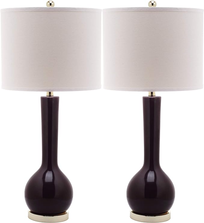 Mae Long Neck Ceramic Table Lamp (Set Of 2) - Dark Purple Finish