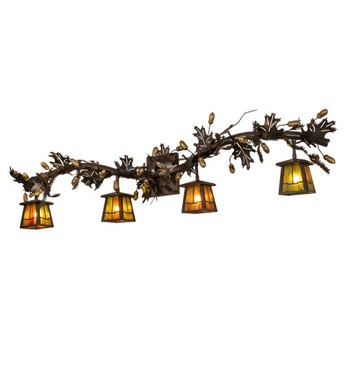 52" Wide Oak Leaf Valley View 4 Light Vanity Light