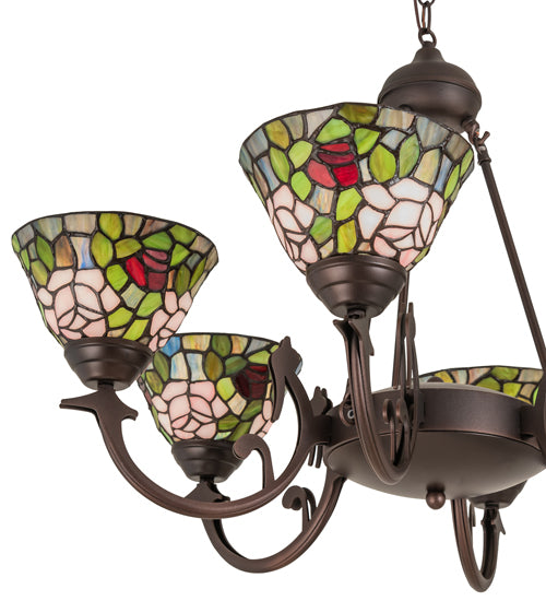 32" Wide Tiffany Rosebush 6 Light Chandelier