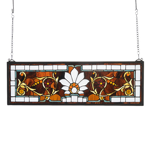 28"W X 9"H Beveled Ellsinore Transom Stained Glass Window