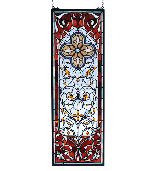 11"W X 32"H Versaille Quatrefoil Stained Glass Window