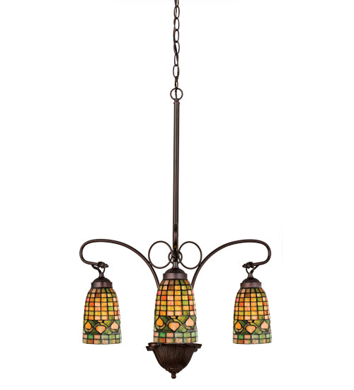 24"W Tiffany Acorn 3 Lt Chandelier