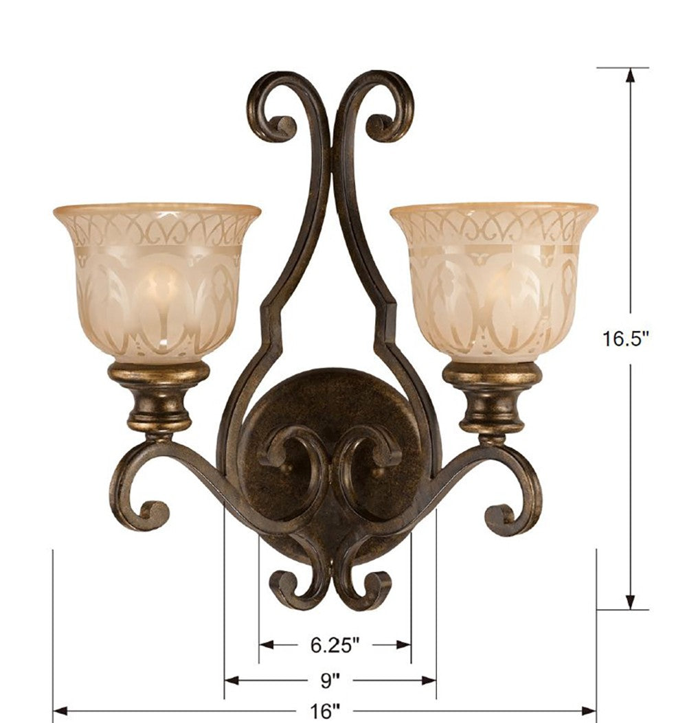 Crystorama Norwalk 2 Light Bronze Umber Sconce