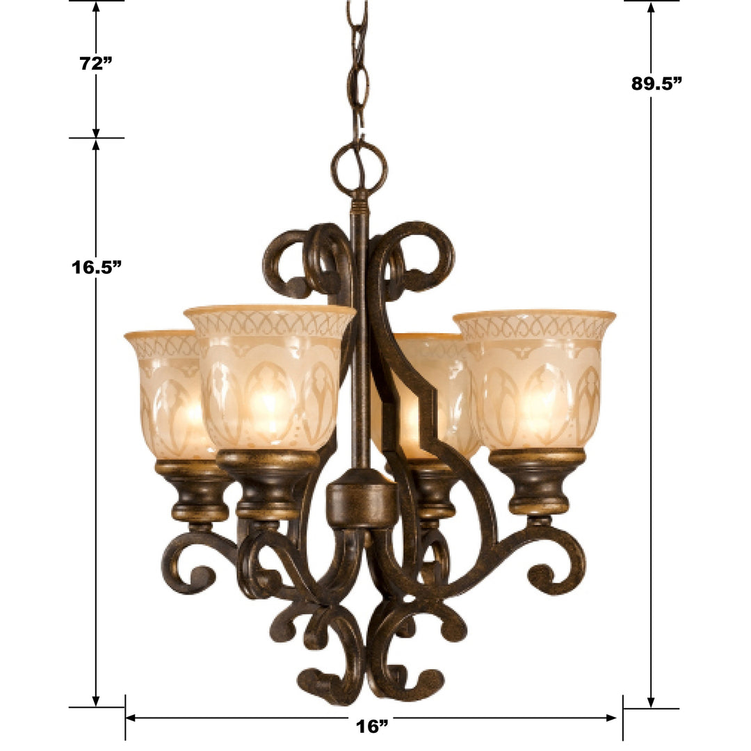 Crystorama Norwalk 4 Light Bronze Umber Mini Chandelier