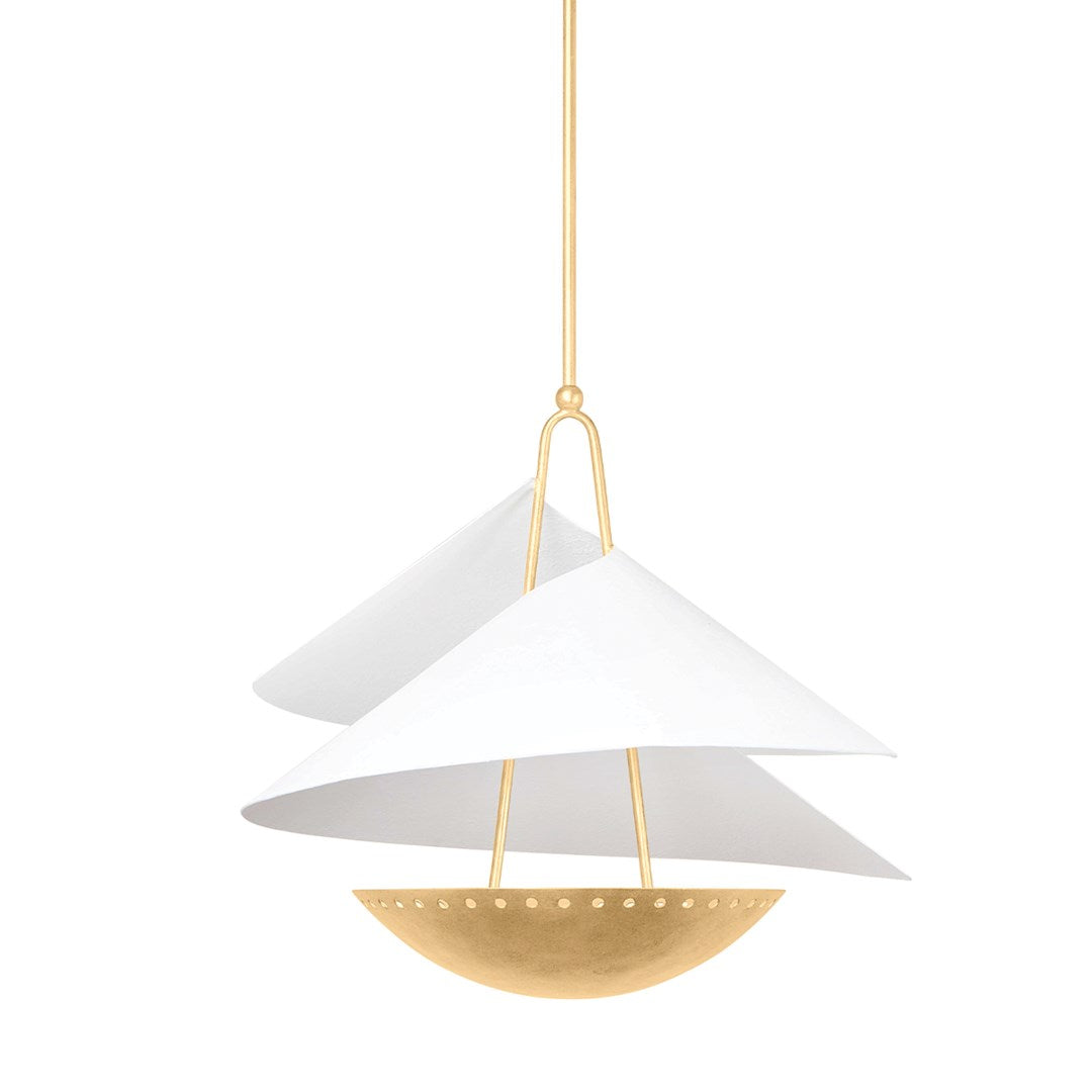 Carini Pendant - Vintage Gold Leaf, Gesso White