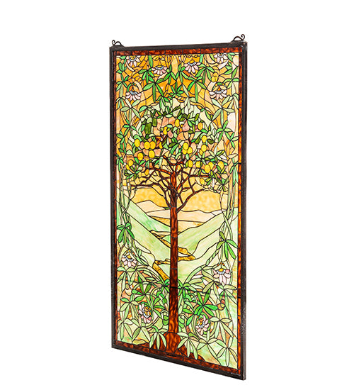 29"W X 48"H Tiffany Tree Of Life Stained Glass Window