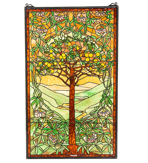 29"W X 48"H Tiffany Tree Of Life Stained Glass Window