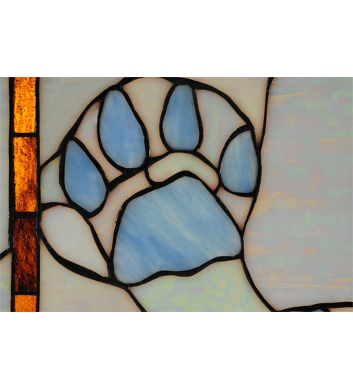 26.5"W X 17.5"H Deer & Cougar Tracks Stained Glass Window