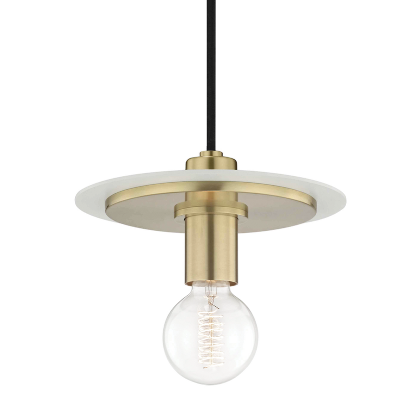 Milo Pendant 7" - Aged Brass/White