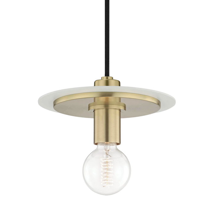 Milo Pendant 7" - Aged Brass/White