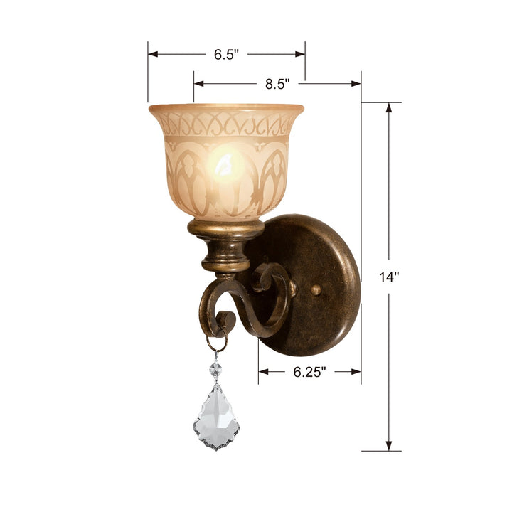 Crystorama Norwalk 1 Light Swarovski Strass Crystal Bronze Umber Sconce