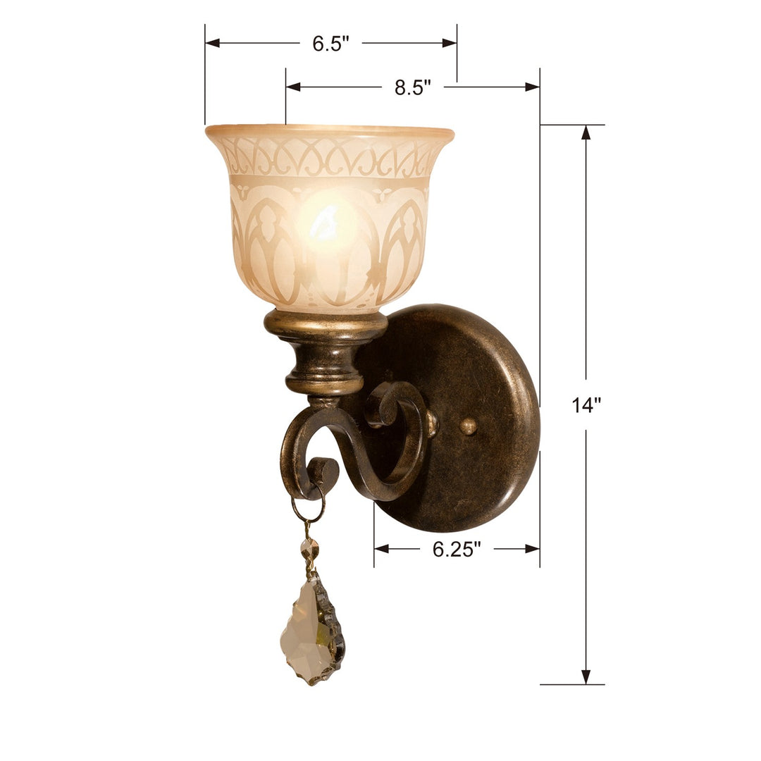 Crystorama Norwalk 1 Light Swarovski Strass Crystal Bronze Umber Sconce