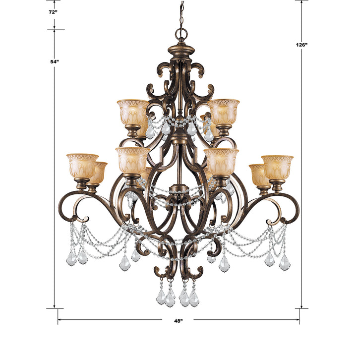 Crystorama Norwalk 12 Light Hand Cut Crystal Bronze Umber Chandelier