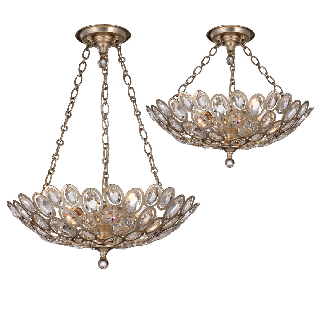 Crystorama Sterling 3 Light Distressed Twilight Semi Flush Mount