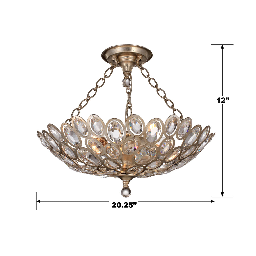 Crystorama Sterling 3 Light Distressed Twilight Semi Flush Mount