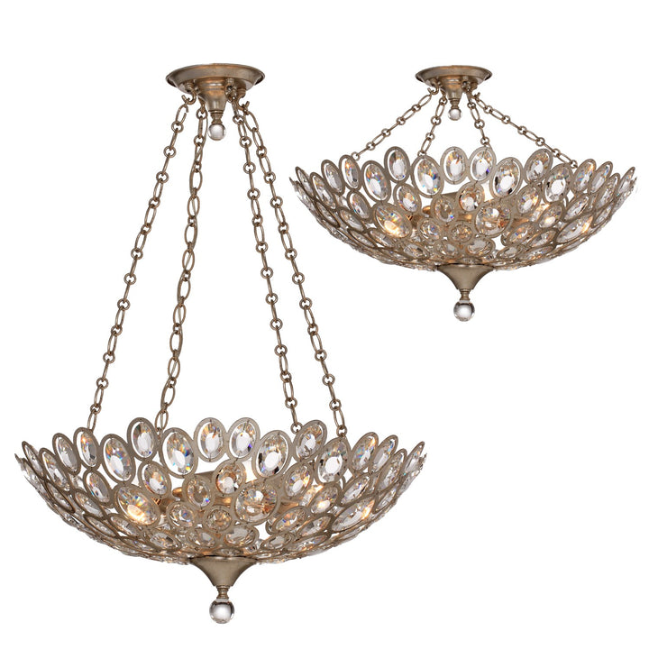 Crystorama Sterling 5 Light Distressed Twilight Semi Flush Mount