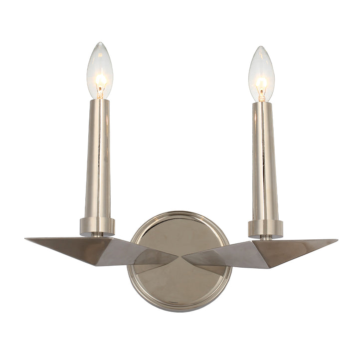 Crystorama Palmer 2 Light Polished Nickel Sconce