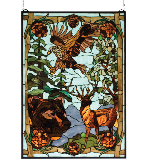 25"W X 35"H Wilderness Stained Glass Window