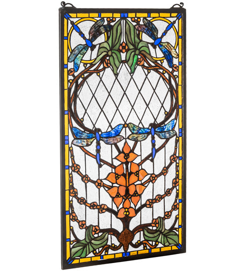 14" Wide Dragonfly Allure Stained Glass Window