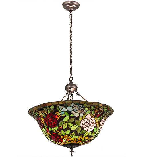 24"W Tiffany Rosebush Inverted Pendant