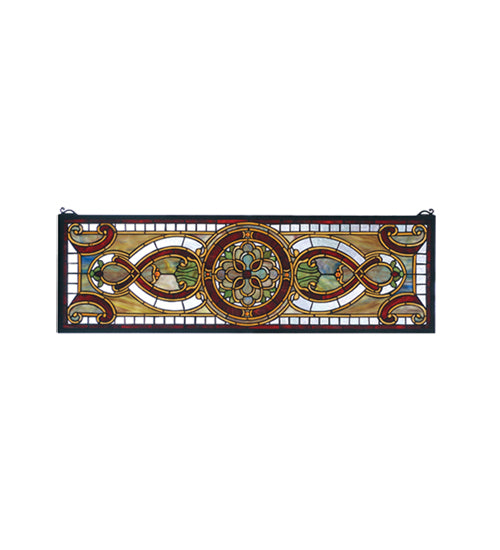 35"W X 11"H Evelyn In Topaz Transom Stained Glass Window