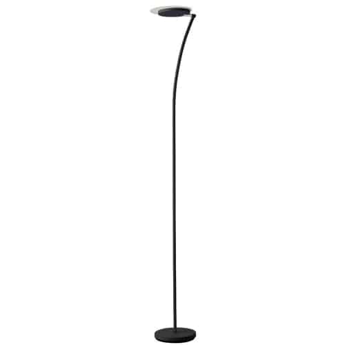 Dainolite LED Torchier, Matte Black, Swivel Head, White Frosted Diffuser