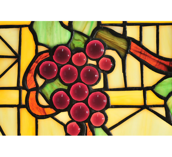 17"W X 32"H Grape Diamond Trellis Stained Glass Window